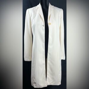 Rena Rowan Ivory Silk One Button Overcoat | Size 4